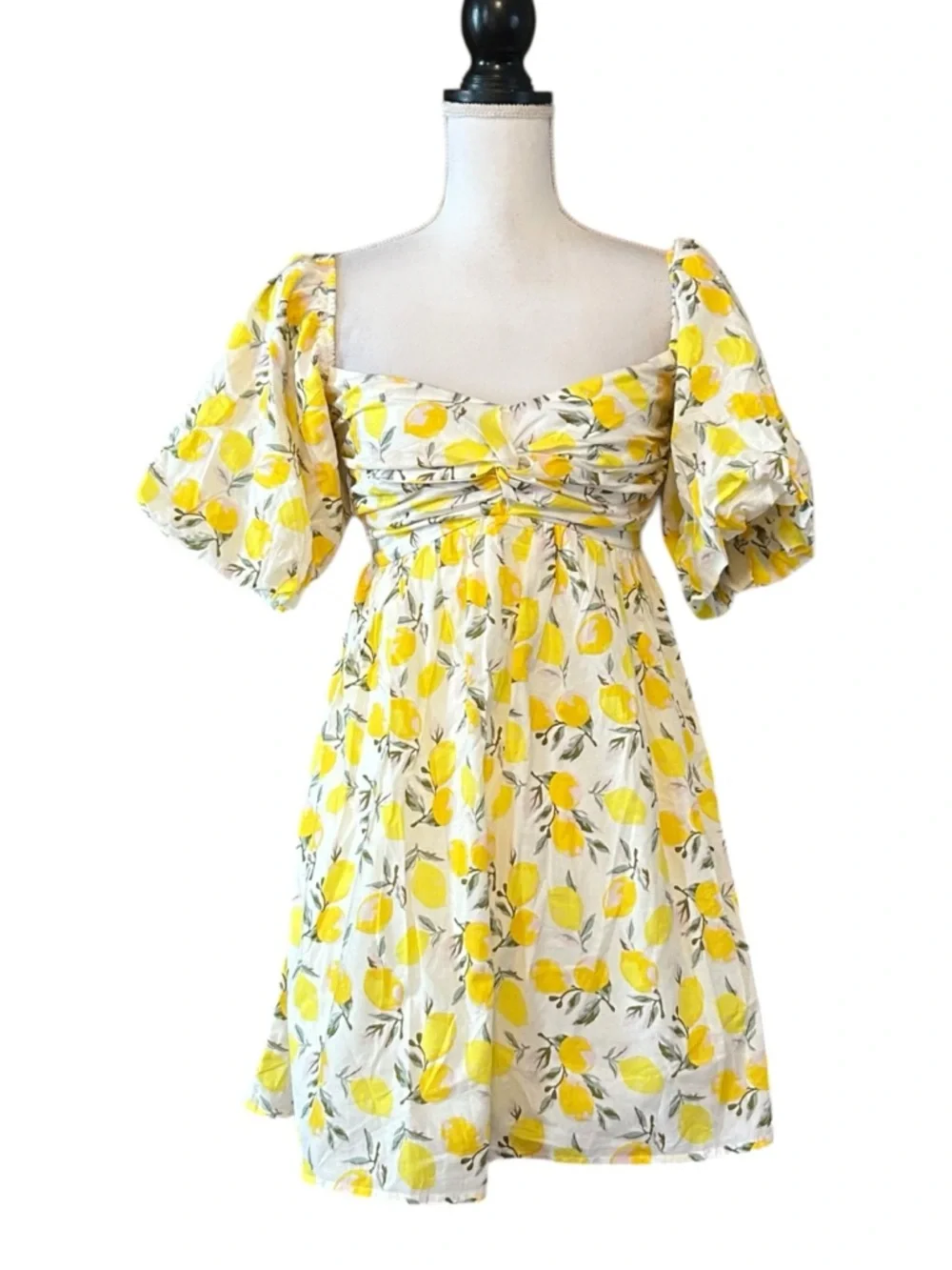 NWT Trixxi Lemon Print Babydoll Dress‎ Women’s SZ Small in Yellow White